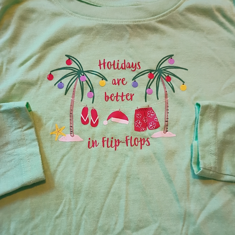 Festive Christmas Girls Long Sleeve Shirt Holidays Are Better In Flip Flops